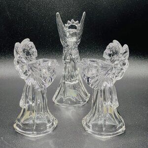 Marquis Waterford Crystal Angel Candleholders & Mikasa Horn Angel Germany 3 pcs.